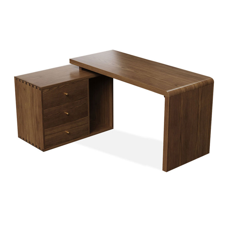 Bureaux en bois massif en L noyer, H 29,53 po x l 86,61 po x P 29,53 po
