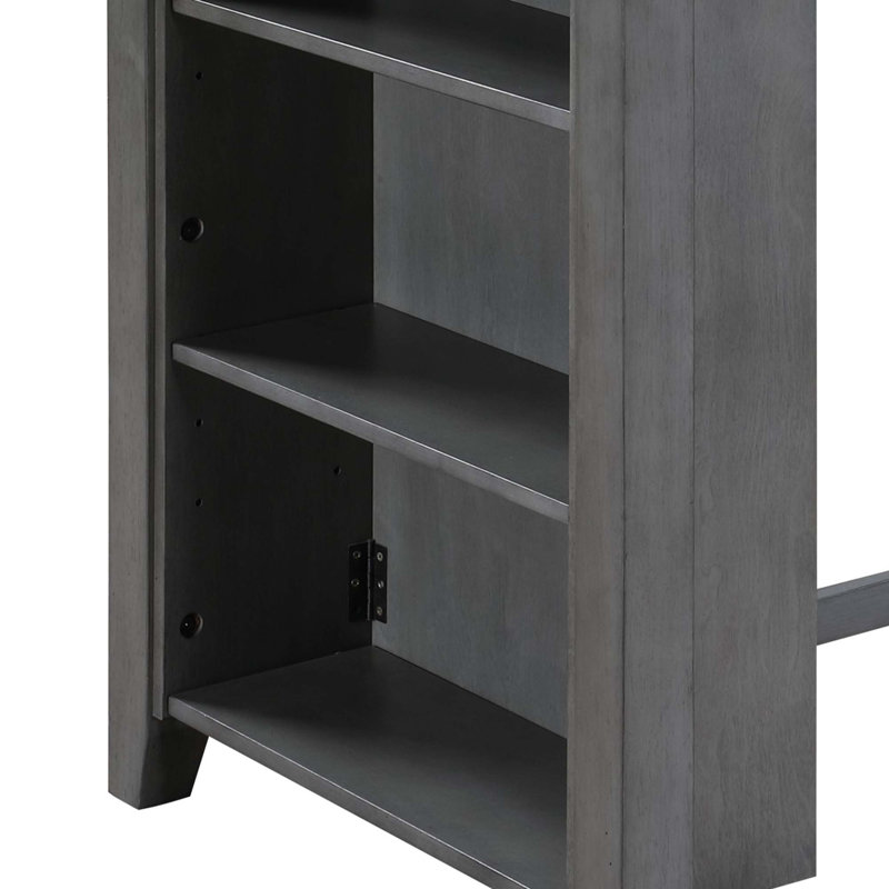 Graham 3-Piece Small Space Counter Height Dining Table With Shelves And 2 Chairs, Grey/Light Grey