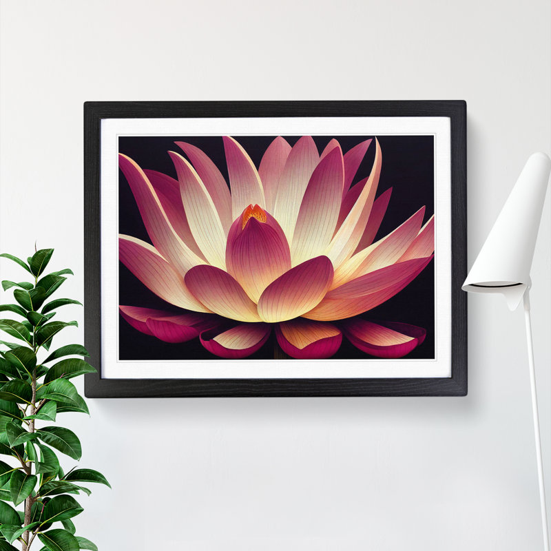 Adorable Lotus Flower - Single Picture Frame Painting, Black Framed, 25cm H x 34cm W x 2cm D