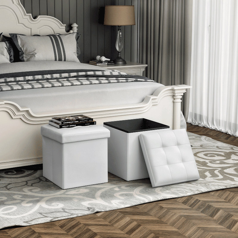 PU leather Upholstered Storage Ottoman Multi-Functional Design for Bedroom or Living Room, Perfect for Seating and Organization