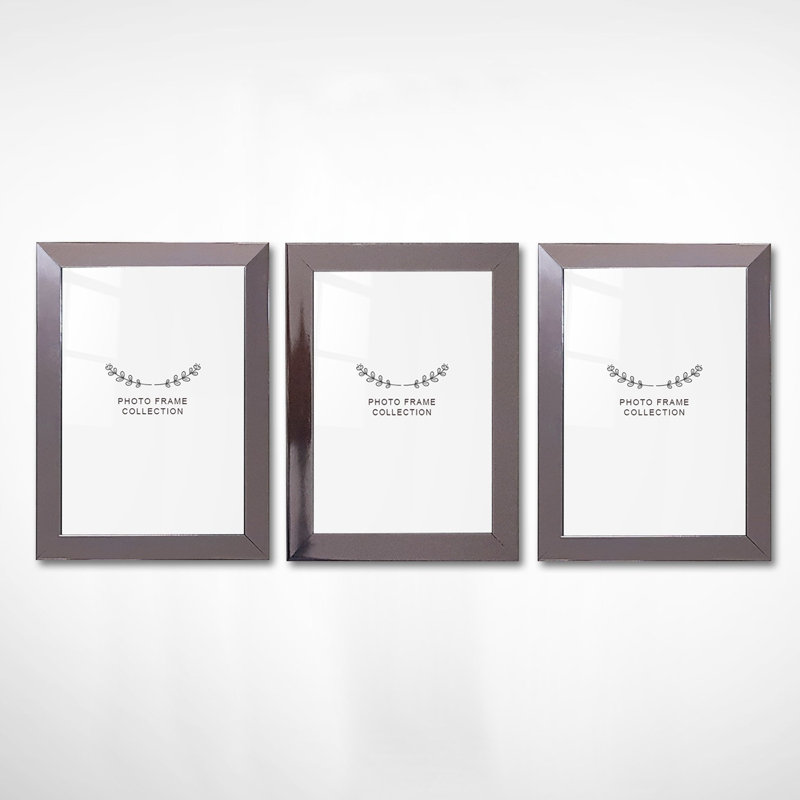 Ensemble de 3 cadres photo élégants, couleur argent, 4 x 6 pouces | 100% plastique durable, largeur du cadre: 0,8 po | Parfait pour la décoration intérieure, la conception moderne et l'affichage des moments mémorables