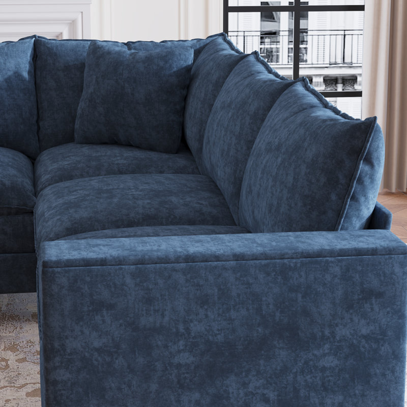 Canapé modulaire en L de 97 po avec rangement de 5 pièces, Bleu