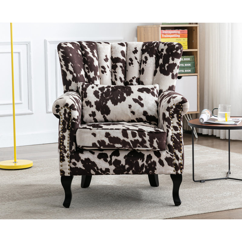 Dorava Velvet Accent Chair, Cow