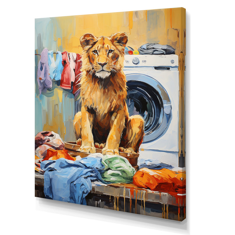 Lions Laundry Duty - Laundry Wall Art, 40" H x 30" W x 1.5" D
