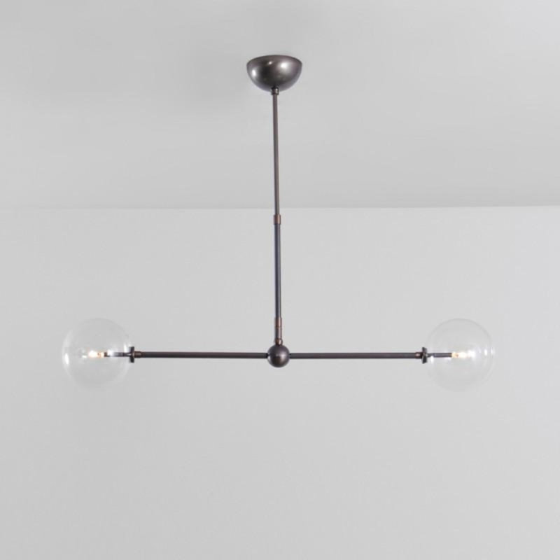 Lustre suspendu Hundo, Or antique, Transparent, H 48 po x l 36 po x P 9 po