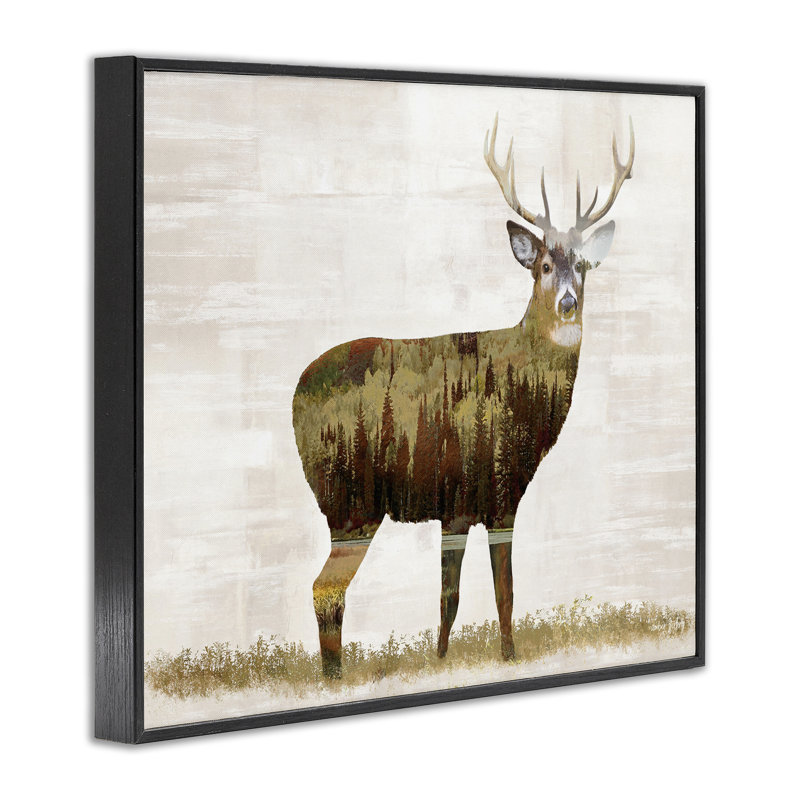 Art de giclée de cerf par Amber Sterling, H 11 po x l 14 po, Giclée encadrée noir minuit