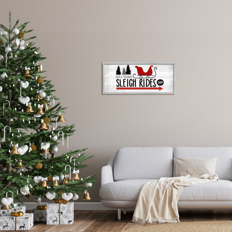 «Sleigh Rides» Rustic Grain, H 13 po x l 30 po x P 1,5 po, Estampe numérique Farmhouse