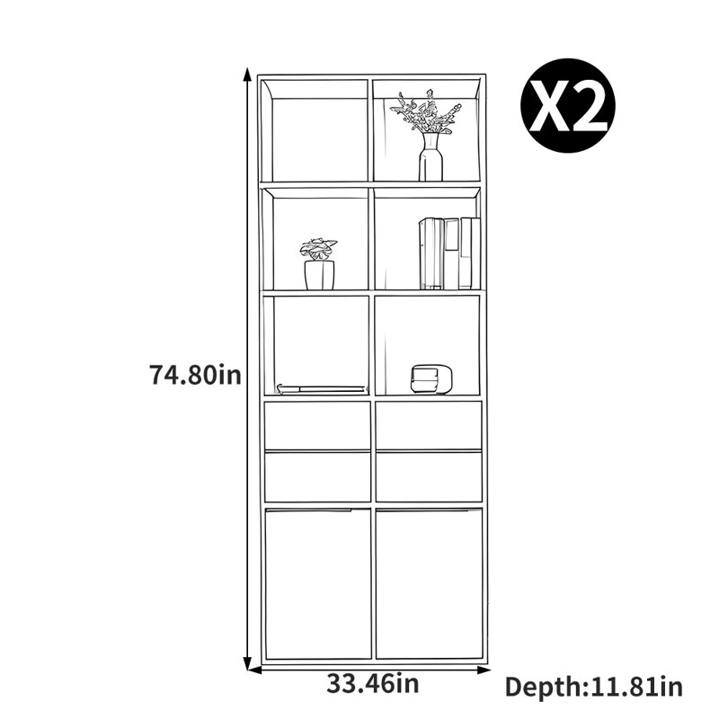 Italian Style Multi-Tier Storage Bookcase