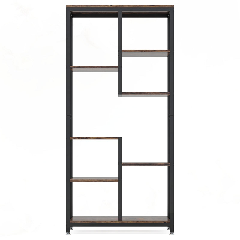 6-Tier Rustic Brown Industrial 8-Shelf Etagere Bookcase Storage