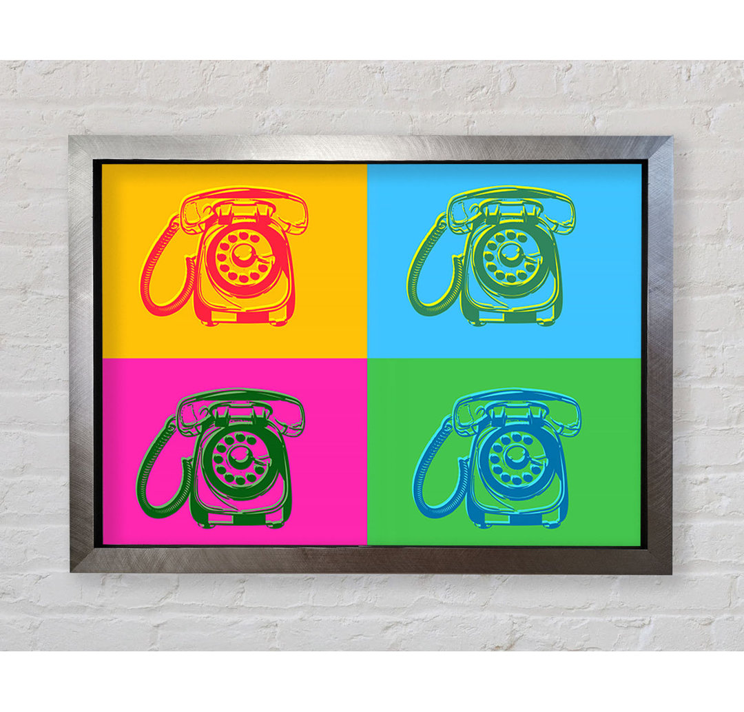 Gerahmtes Wandbild Pop Art Retro Telephones