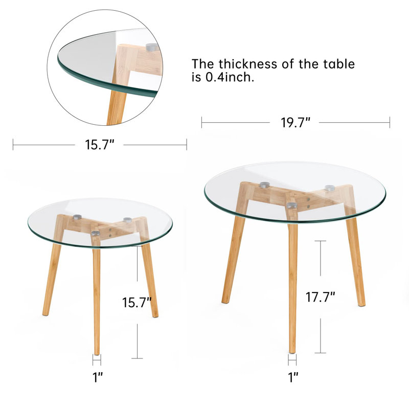 Lashure Glass Top Nesting Coffee Table