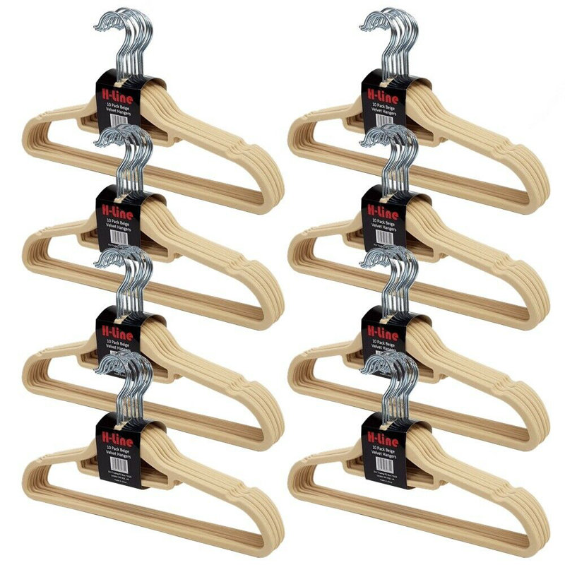 Velvet Standard Hanger for Dress/Shirt/Sweater, Beige