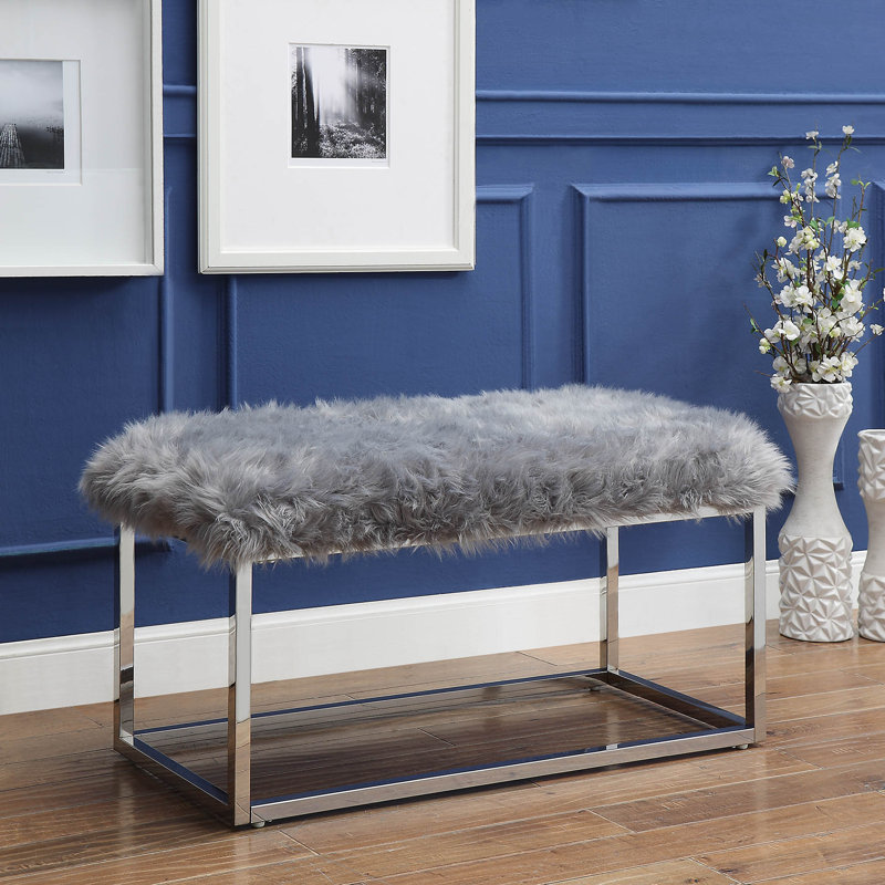 Banc de repose-pieds Renoir, Chrome, Gris