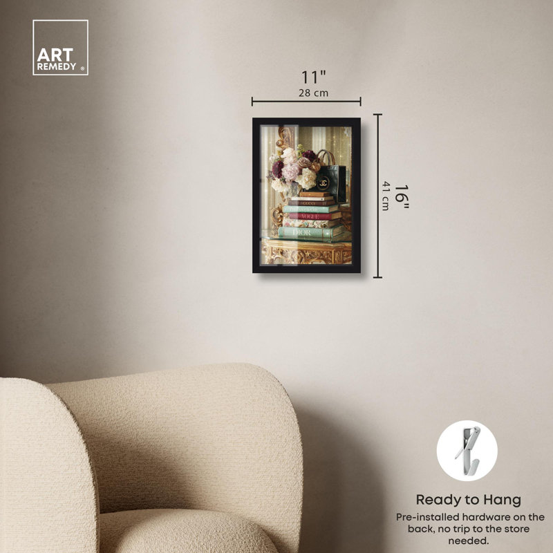«Elegance in Ornate Glam Art Shadowbox» par Art Remedy, H 16 po x l 11 po, Noir