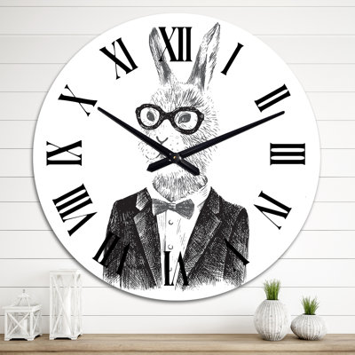 Habillé de lapin en style hipster - Horloge murale pour enfants