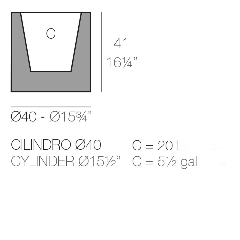 Pot à fleurs en résine Cilindro, H 15,75 po x l 15,75 po x P 15,75 po