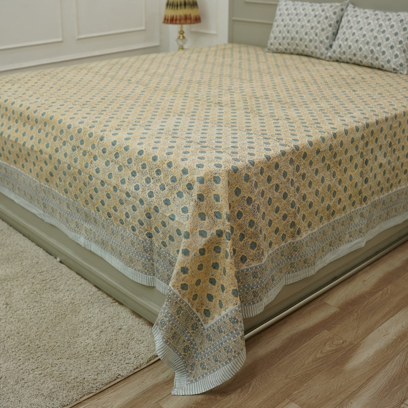 Fabdivine 102X112 Pure Cotton Bedsheet Set – Handmade Bedsheet with Matching Pillow Covers – Premium Bedding, Khoobsurat,