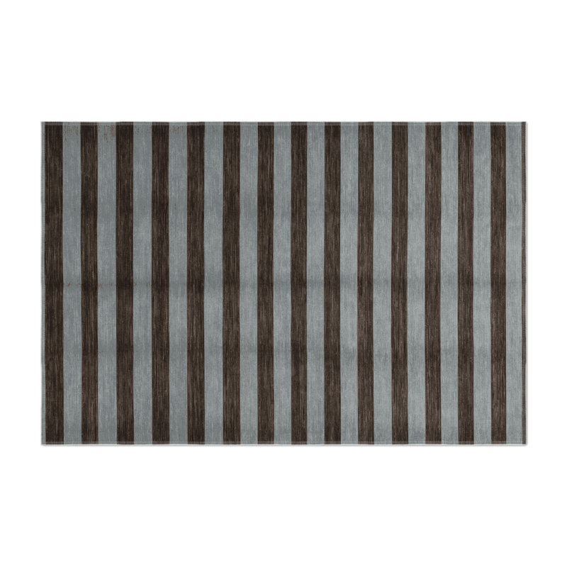 Tapis intérieur / extérieur gris HorizontalStripes, Rectangulaire 3 pi x 5 pi