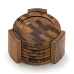 Bouknight Bamboo Round 1 Piece Coaster Set With Holder