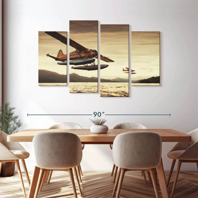 " Float Planes " 4 - Pieces, 48" H x 75" W x 1.25" D
