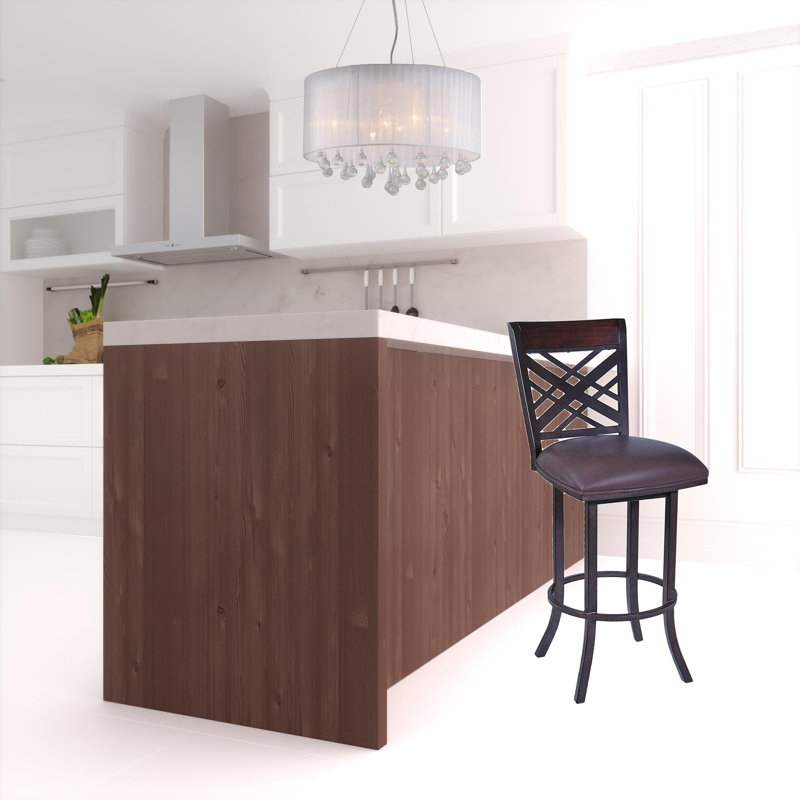 Chaise de bar en similicuir et fer brun, Tabouret de comptoir (siège d'une hauteur de 26 p