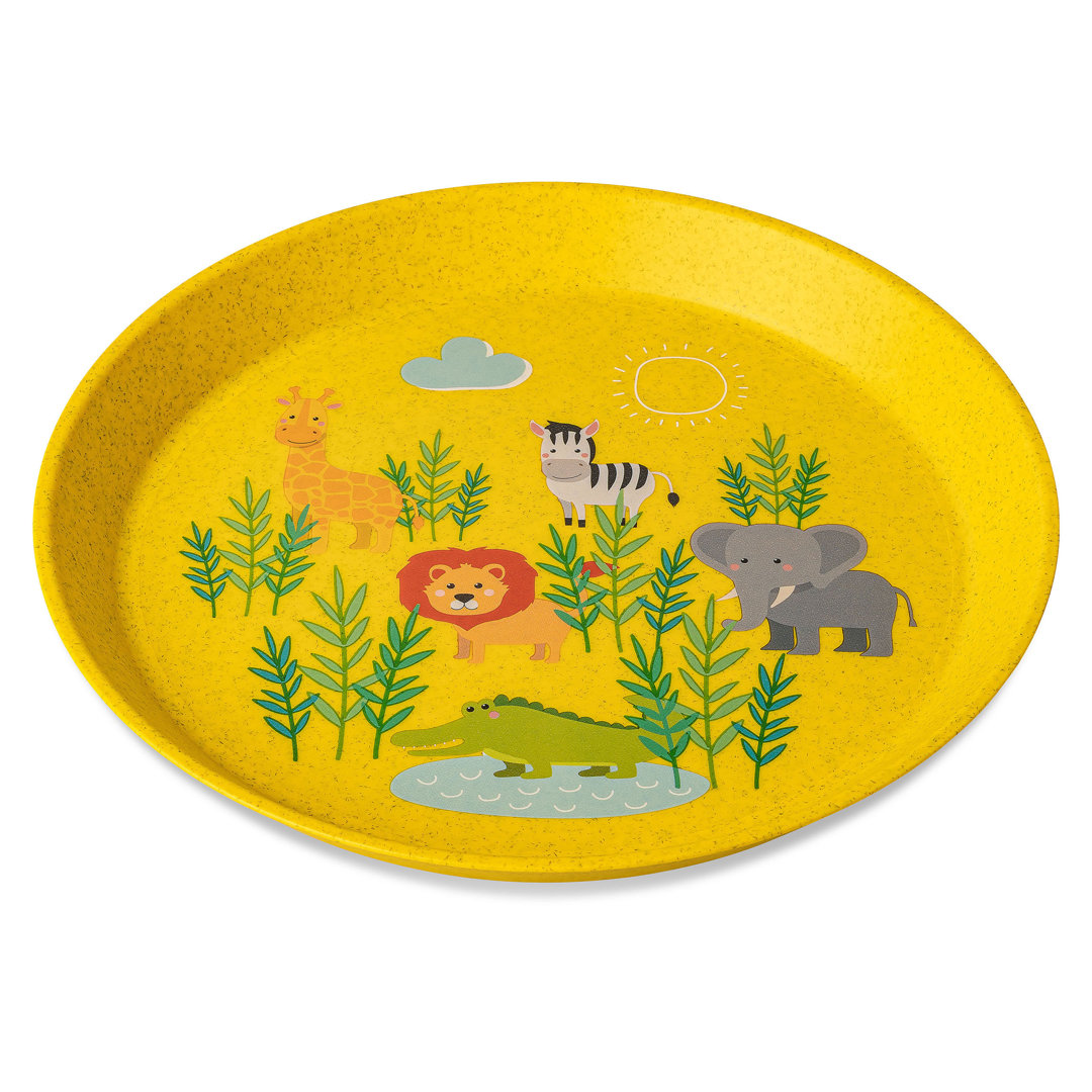 Koziol Kleiner Teller Connect Plate Africa, Speiseteller, Kunststoff-Holz-Mix, Yellow, 20.5 cm