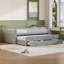 Lit de jour pleine grandeur avec lit gigogne simple et tiroirs, pleine grandeur, gris-257413910