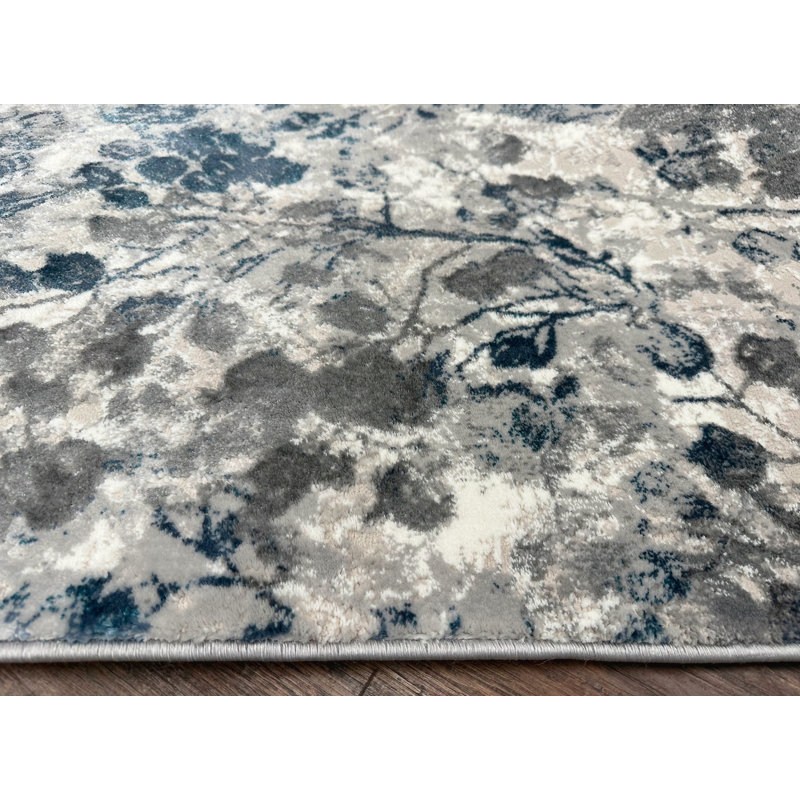 Tapis floral bleu Mamane, Tapis de couloir 2 pi 2 po x 7 pi 7 po