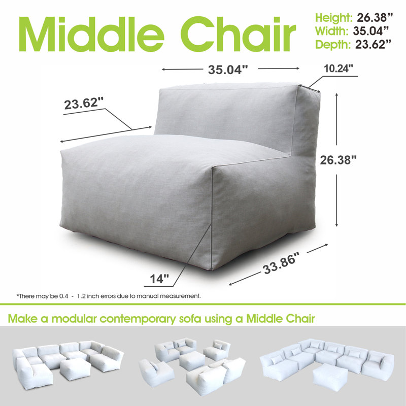Fauteuil à billes pour canapé modulaire Middle, Gris clair