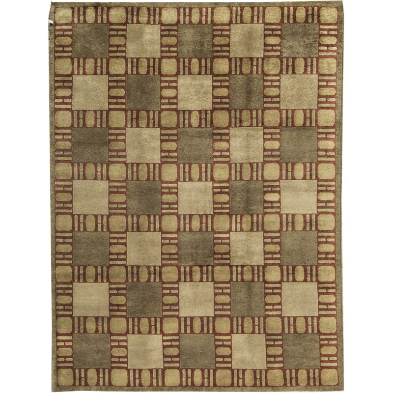 Himalayan Wool Geometric Area Rug in Ivory/Olive, Rectangle 8'11" x 11'10"