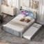 Lit plateforme de rangement innovant avec éclairage à DEL, conception en bois massif, style moderne pour une utilisation polyvalente dans la chambre à coucher