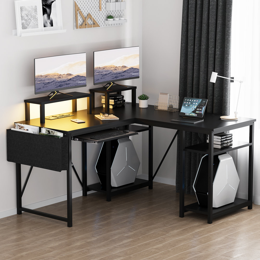 Adrow 100Cm W Rectangle Computer Desk with Hutch and Cabinet