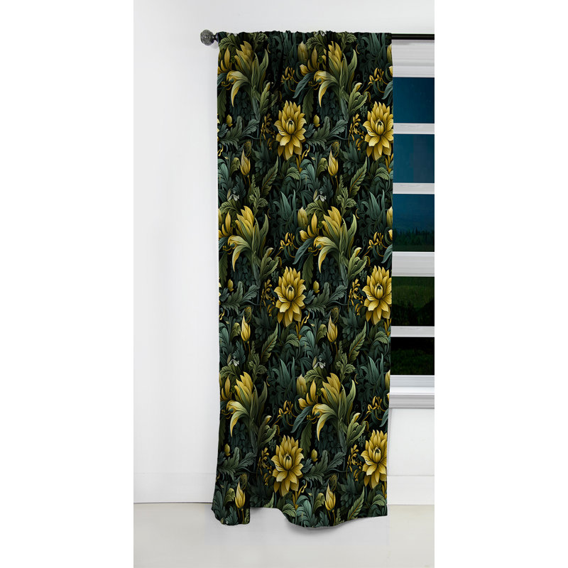Rideau damassé en velours tropical - Jungle, L 52 po x L 120 po