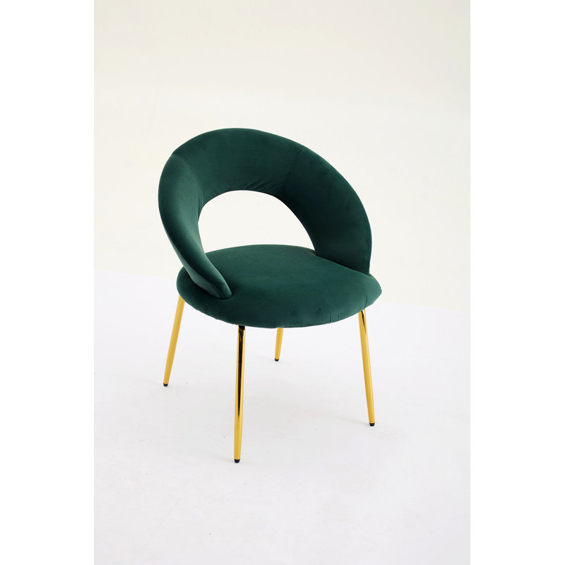 Chaise de salle à manger simple, chaise d'appoint avec dossier incurvé et pieds en métal, Vert