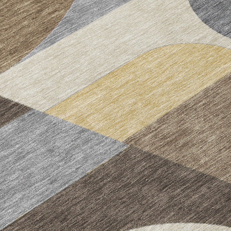 Tapis intérieur / extérieur brun lavable à la machine 3 pi x 5 pi ACN1667, Rectangle 1 pi 8 po x 2 pi 6 po