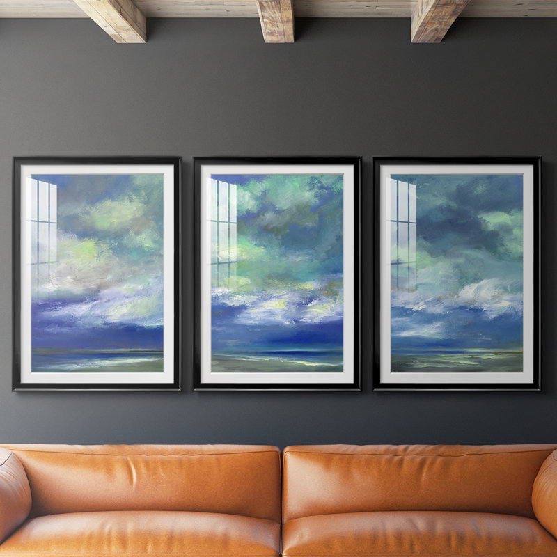Island Dusk - reproduction sur mesure encadrée de qualité supérieure - 3 pièces, H 19 po x l 27 po, Noir