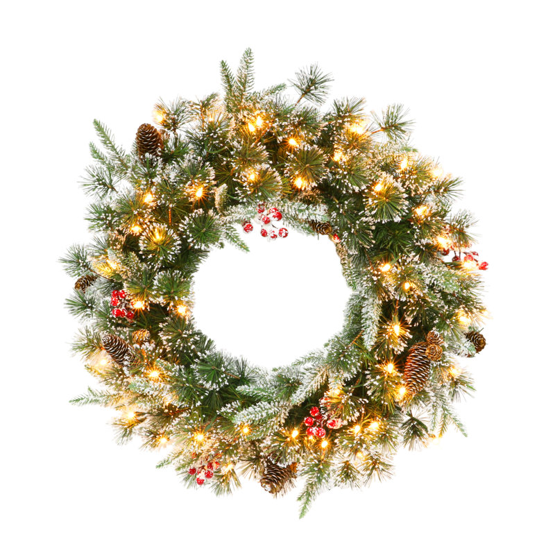 Faux Lighted 24 " Wreath