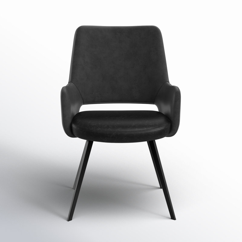 Ludovick 19.1'' H Upholstered Armchair, Black Faux Leather, Black