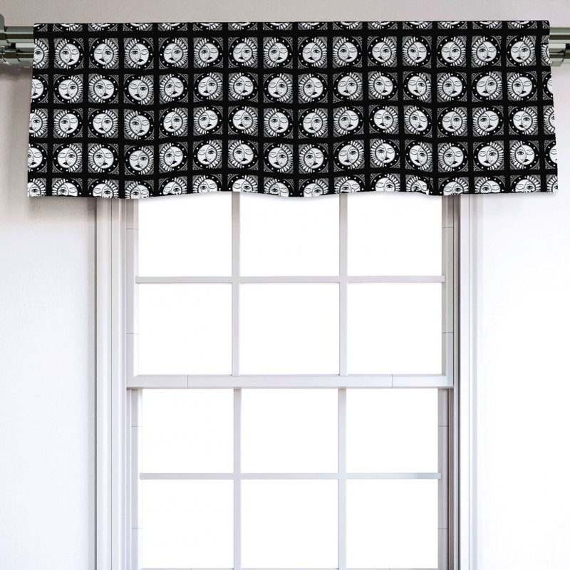Sateen Geometric Ruffled Window Valance