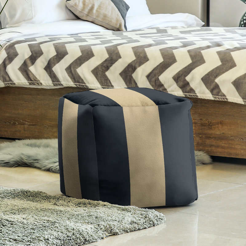 Repose-pieds cubique Tennessee, H 13 po x l 13 po x P 13 po, Beige /vert forêt