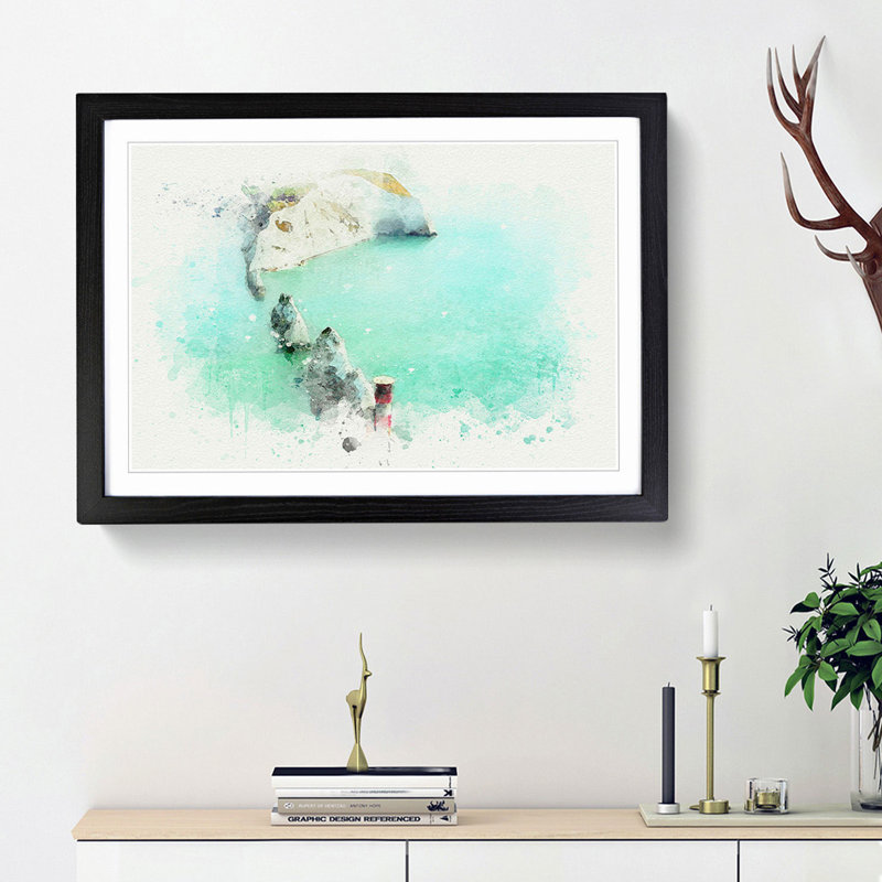 The Needles Isle of Wight in Abstract - Picture Frame Graphic Art Print, Black Framed, 62cm H x 87cm W x 2cm D