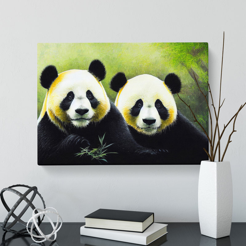 XXX-H1022-WF-8396X Striking Pandas - Wrapped Canvas Print, 35cm H x 50cm W x 3cm D