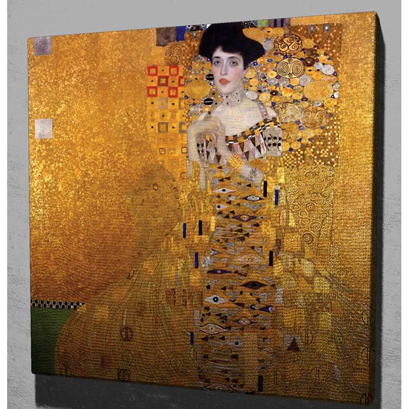 Superbe peinture décorative sur toile - Portrait d'Adele Bloch-Bauer par Gustav Klimt, 17,7 po x 17,7 po | 100% toile de haute qualité et cadre 100% bois (épaisseur: 1,2 po) | Élégante œuvre d'art pour la décoration intérieure