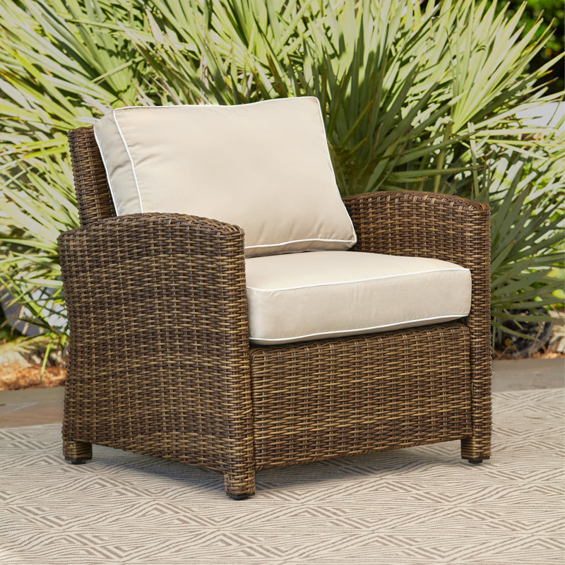 Upholstered Armchair, Brown Frame/Sand Cushion