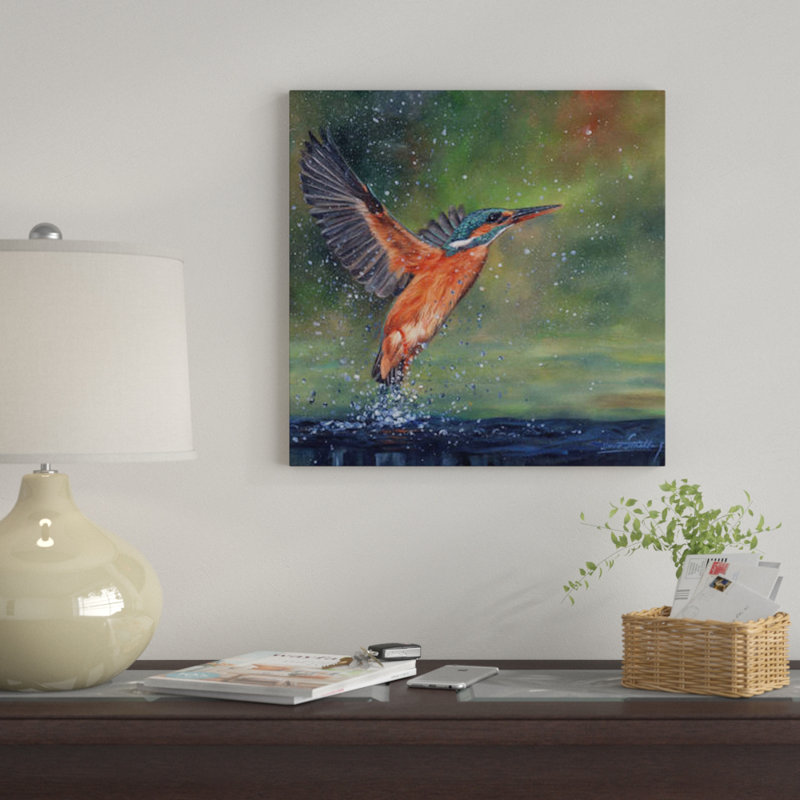 « kingfisher », impression sur toile, H 37 po x l 37 po x P 1,5 po, Toile tendue, Pas de tapis