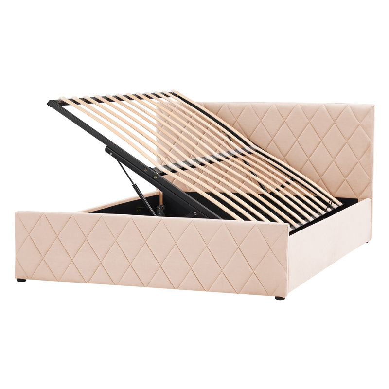 Skien Upholstered Bed, European Double (140 x 200cm), Beige