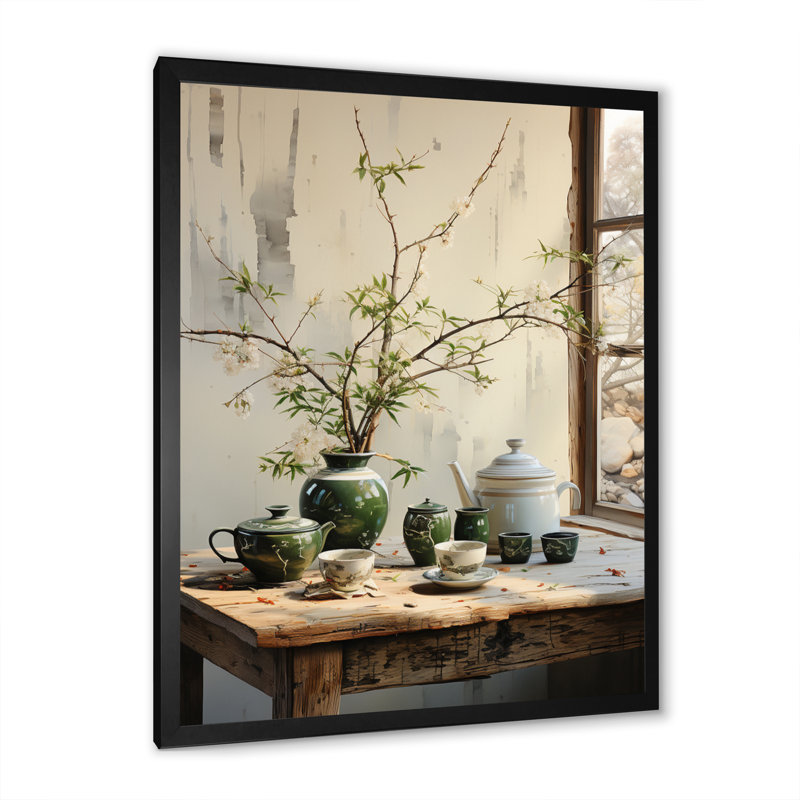 «Shawver Japon Art Tea Cerémonie III», reproduction sur toile, H 20 po x l 12 po x P 1 po, Cadre photo noir