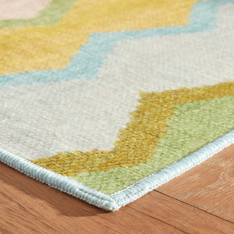 Safety Net Green Machine Washable Rug, Rectangle 4' x 6'