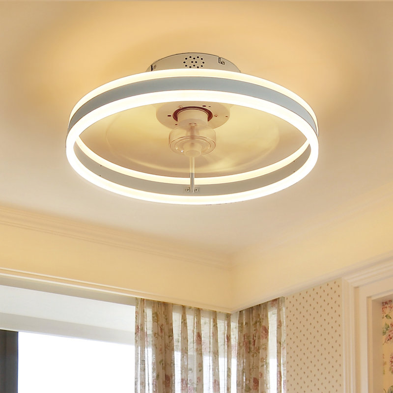Ventilateur de plafond encastré moderne 20 "avec éclairage à DEL à intensité variable et commande par APP Ventilateur de moteur à courant continu réversible LowProfile pour chambre à coucher Ikeoluwa