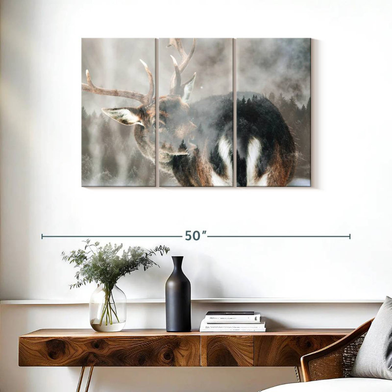Winter Forest Deer, 24" H x 38" W
